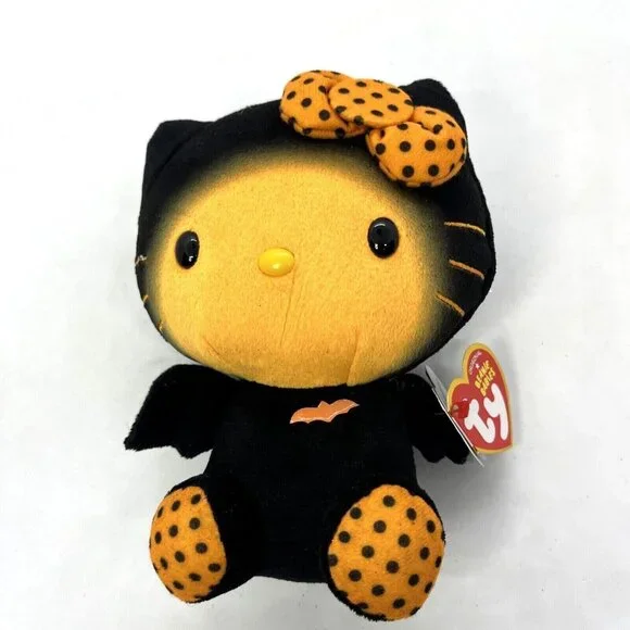 Hello Kitty Halloween Bat By TY Beanie Babies Orange & Black 6" Plush Toy NWT - Picture 11 of 12